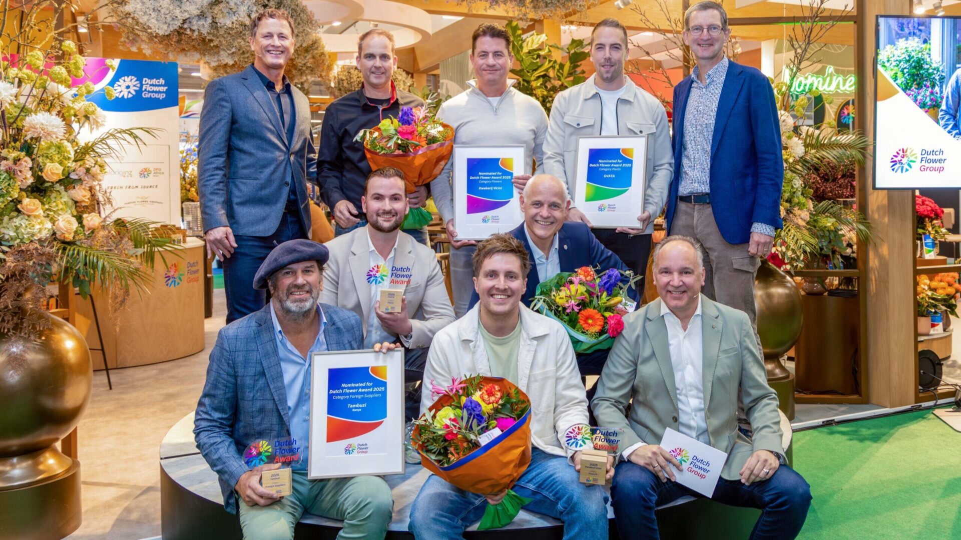 Winners and nominees of the Dutch Flower Awards 2025 during the award ceremony.
